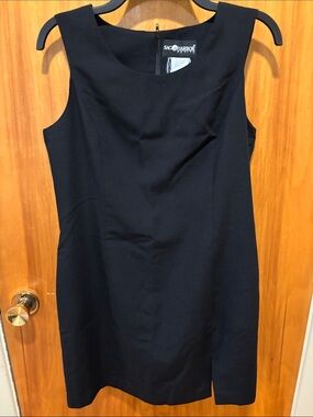 Sag Harbor Black Sleeveless Shift Dress with Front Slit